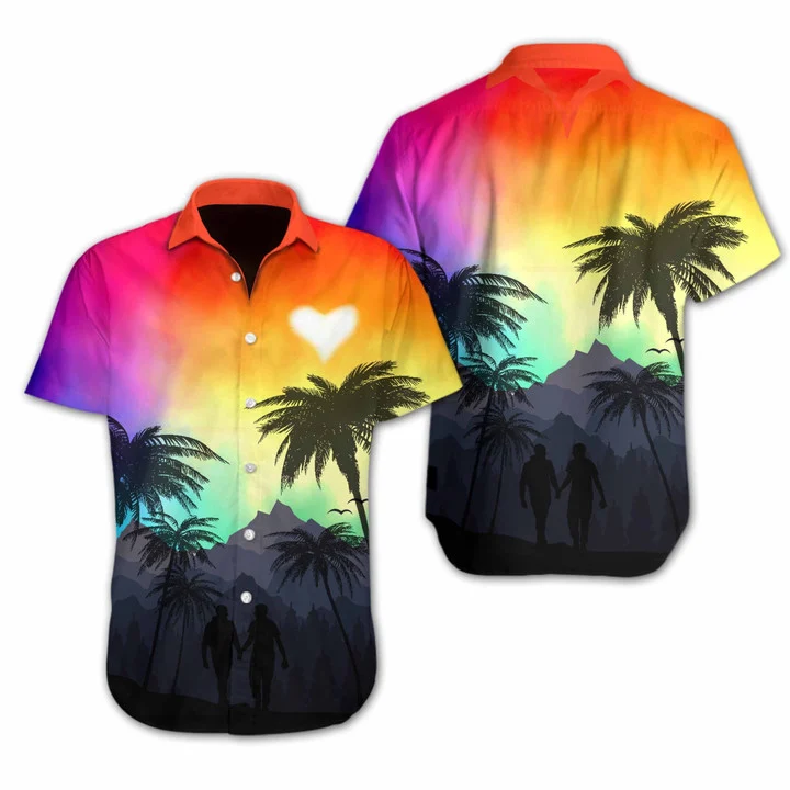 Vivid Background Lgbt Heart Hawaiian Shirt HO1806