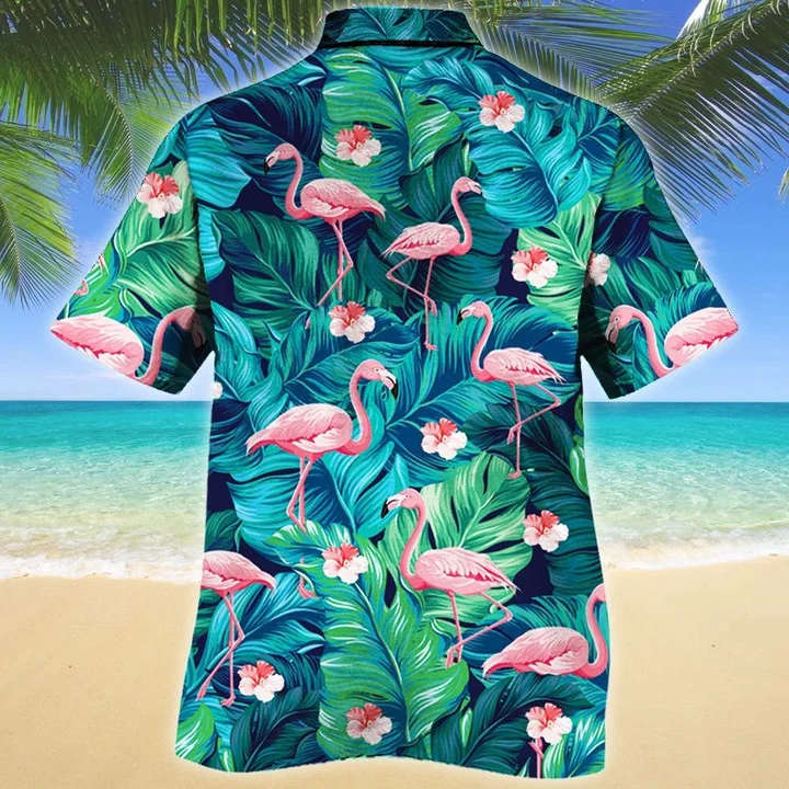 Stunning Flamingo Lovers Gift Summer Beach Palm Tree Hawaiian Shirt, Summer aloha hawaii shirt for Men women HO1717