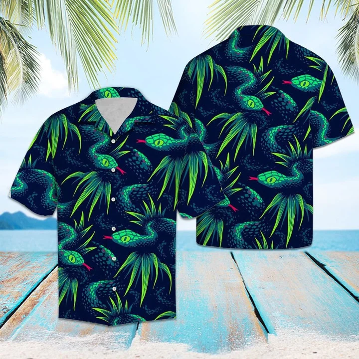 Green Snake Crawling On The Ground Hawaiian Shirt for men and women HO1628