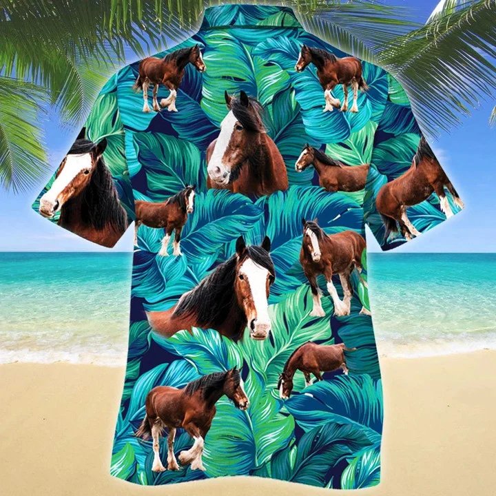 Amazing Gift For Clydesdale Horse Lovers Summer Beach Palm Tree Hawaiian Shirt HO1631