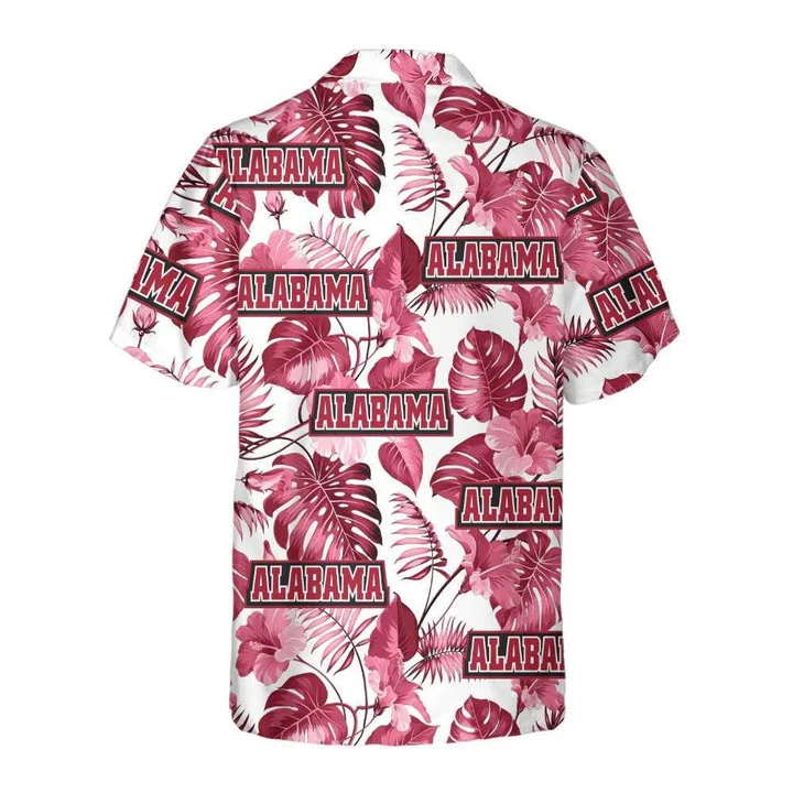 Alabama USA Pink Tropical Leaf Pattern Hawaiian Shirt HO0755