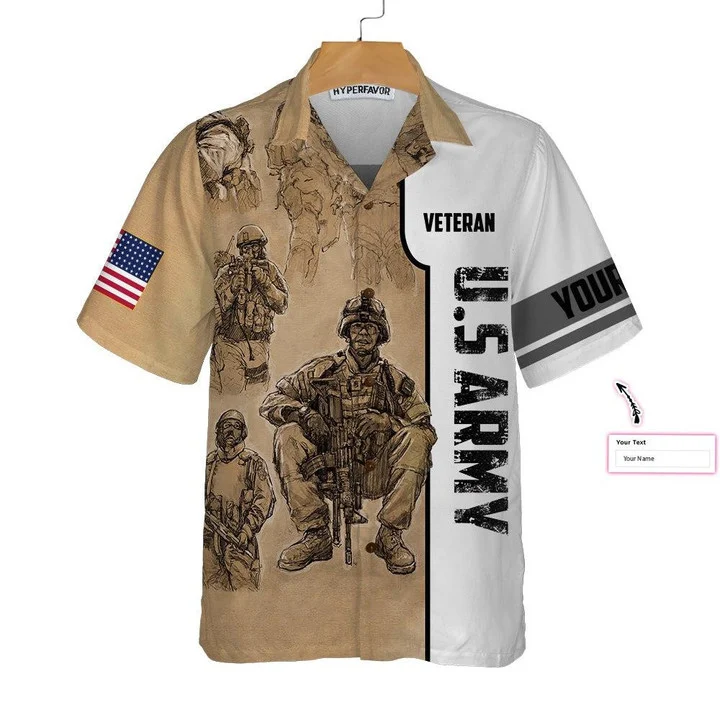 US Army Veteran Vintage Personalized Hawaiian Shirt HO0754