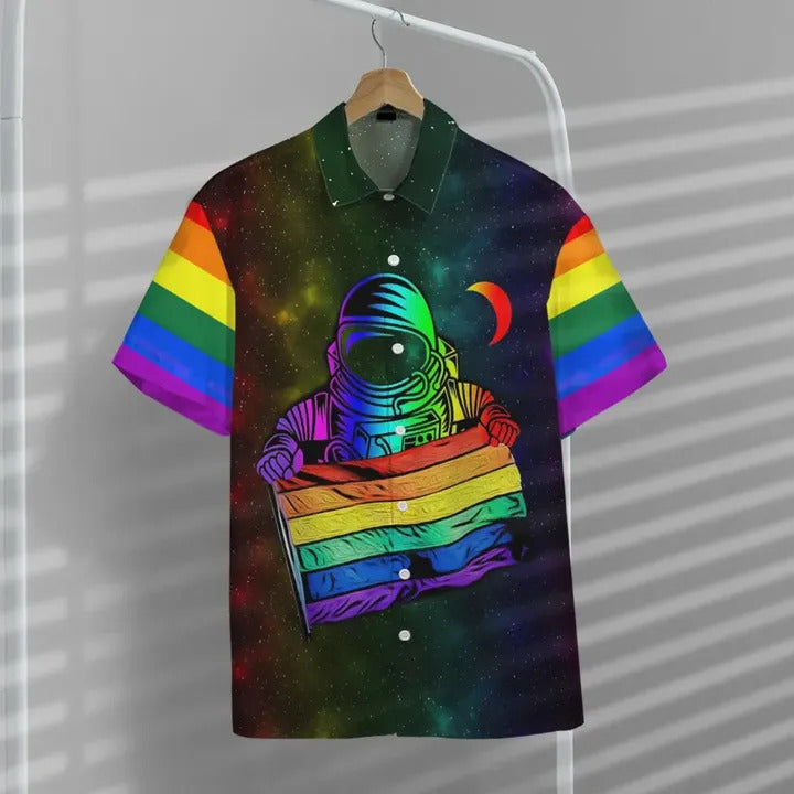 LGBT Hawaiian Shirt, Astronaut LGBT Rainbow Flag Galaxy Hawaii Aloha Shirt HO2916