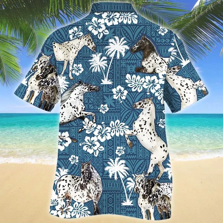 Appaloosa Horse Blue Tribal Pattern Hawaiian Shirt, Horse Hawaiian shirts for men, Women HO2653