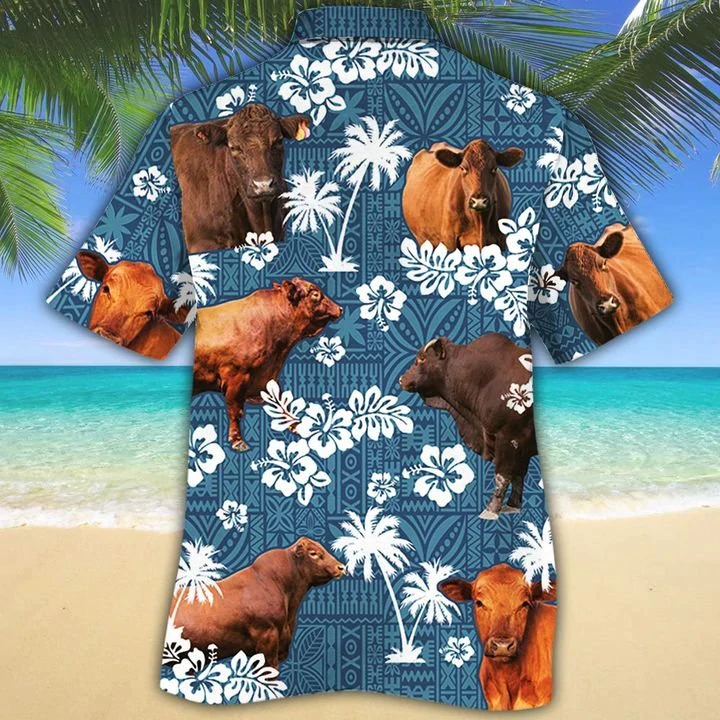 Red Angus Cattle Lovers Blue Tribal Hawaiian Shirt, Hawaiian shirts for men, Women HO0226