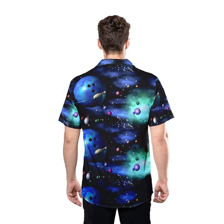 Bowling Galaxy The Universe Hawaiian Shirt, Lasfour Bowling Hawaiian Shirts Men Women HO4744