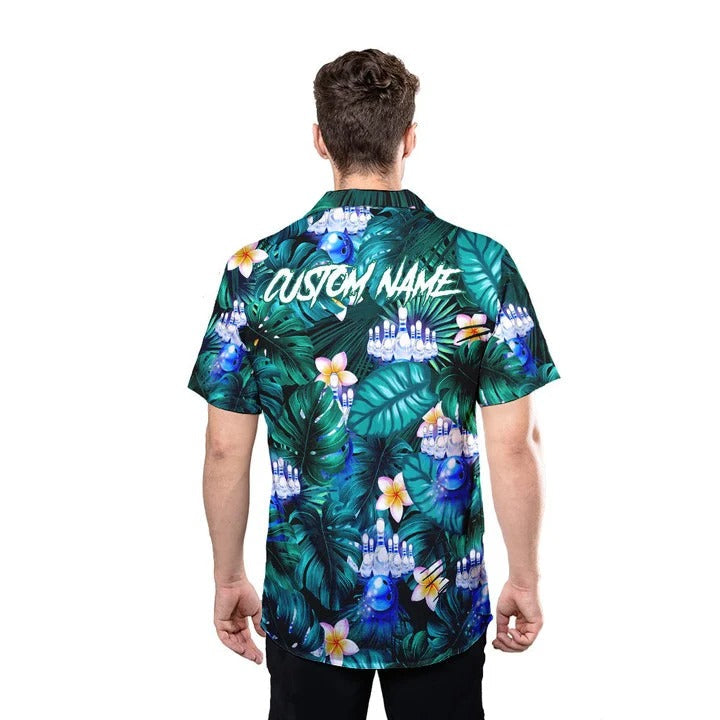 Personalized Bowling Hawaiian Shirt Floral Tropical Pattern, Bowling Player Hawaii Shirt HO4741