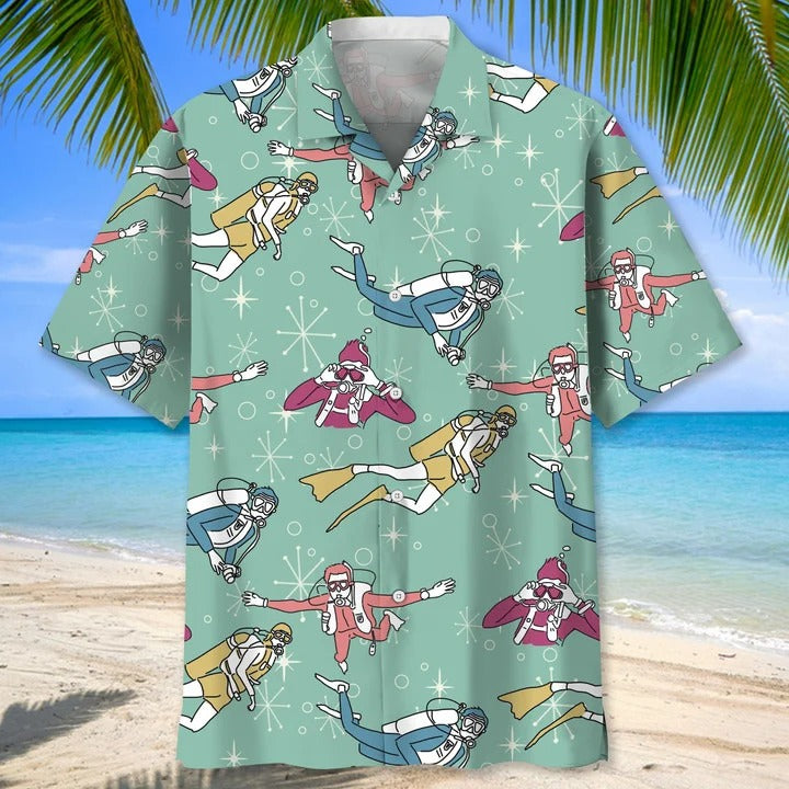 Scuba Diving USA Blue Tropical Hawaiian Shirts, Aloha Diving Beach Shirt, Beautiful Hawaiian Shirt For Summer HO0362