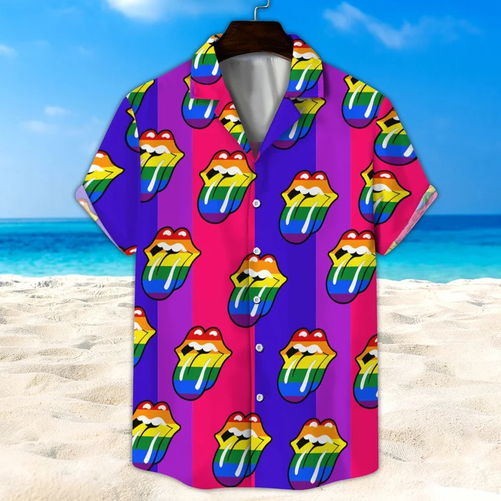LGBT Hawaii Shirt, Bisexual Rainbow Lip Unisex Hawaii Shirt, Beach Short HO5507