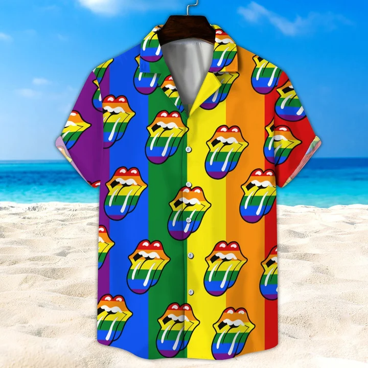 LGBT Hawaii Shirt, Rainbow Lip Unisex Hawaii Shirt Beach Short HO5499