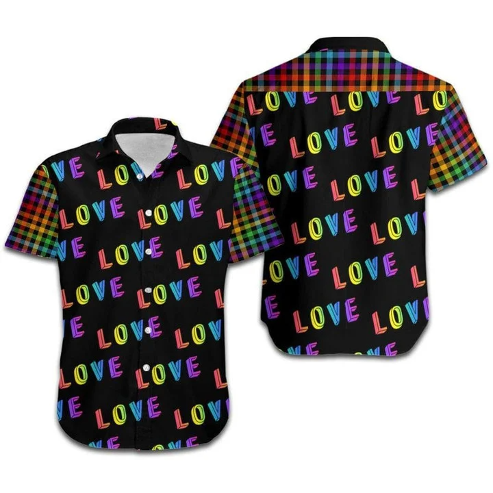 Beach Shirt Hawaiians Lgbt Love Rainbow Plaid Pattern , Aloha Shirt, Pride Clothing HO4599