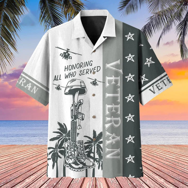Premium U.S Multiple Service Veteran Hawaii Shirt, Veteran hawaiian shirt, Summer gift for veteran, hawaiian shirt for Men HO1196