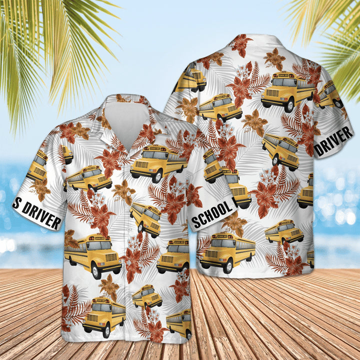 Bus Hawaiian aloha shirt, Summer Gift for Driver Dad, Grandpa HO0516