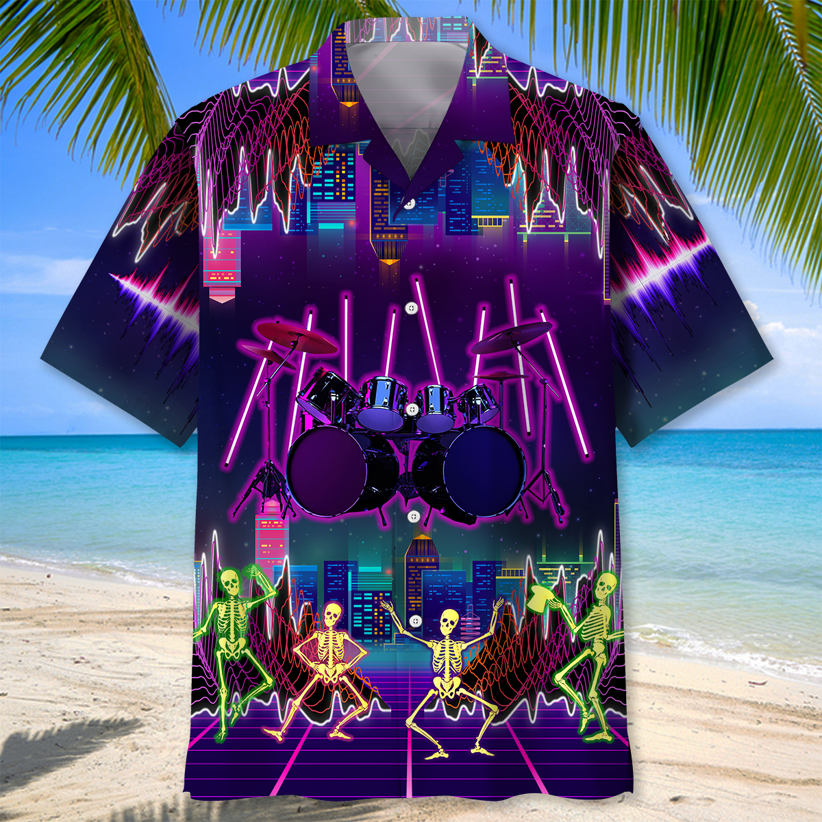 Drum Tropical Hawaiian Shirt, Men's Hawaiian Shirt Tropical Aloha Shirts Short Sleeve Beach Holiday Casual Shirts HO2983