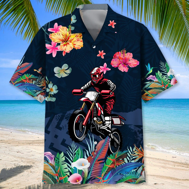 Motocross Love Tropical Hawaiian Shirt, Short Sleeve Summer Vacation Beach Shirts for men HO3400
