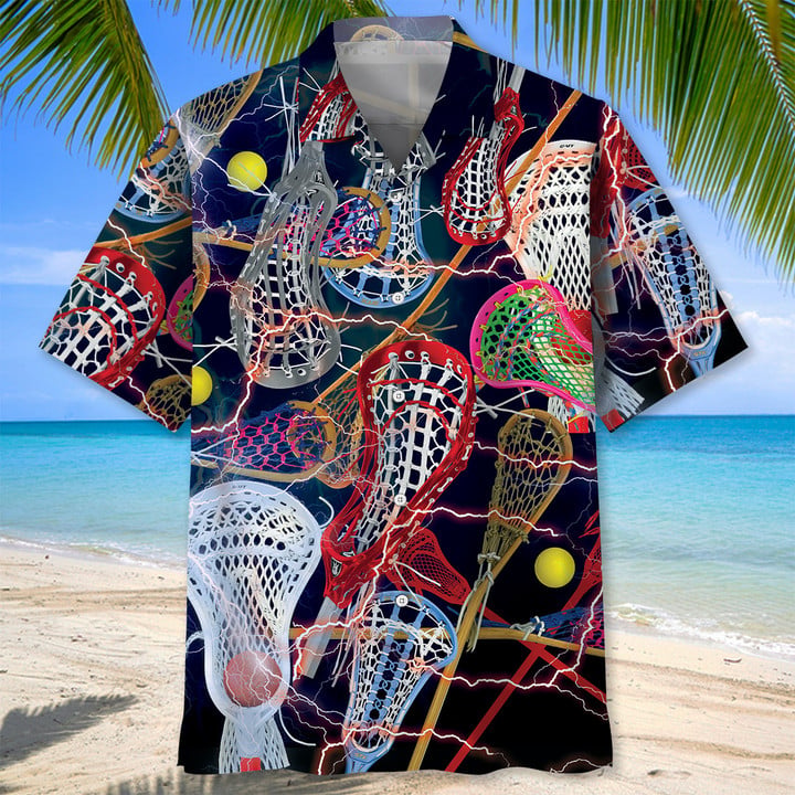 Lacrosse Sticks Hawaiian Shirt, Unisex Summer Beach Casual Short Sleeve Summer Vacation Beach Shirts HO3382