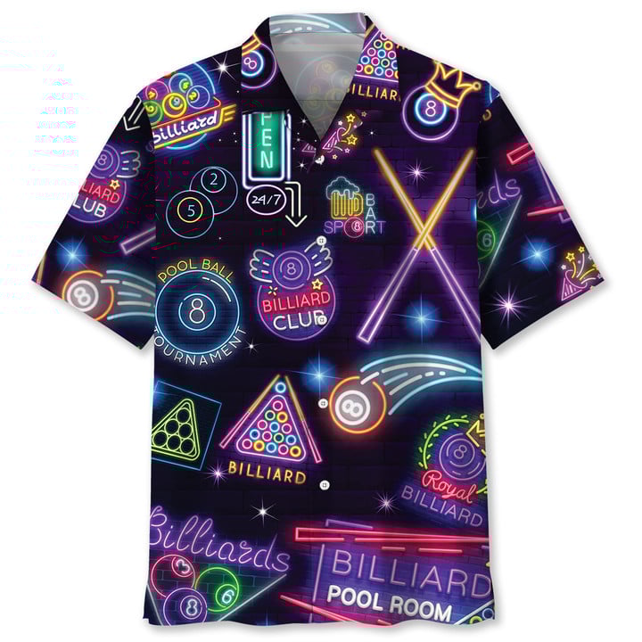 Billiard Neon Hawaiian Shirt, Billiard team Hawaiian shirt for men, Gift for billiard player HO2992