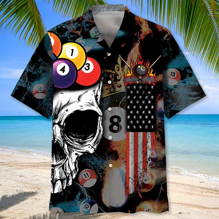 Billiard Skull Hawaiian Shirt, Billiard team Hawaiian shirt for men, Gift for billiard player HO2993