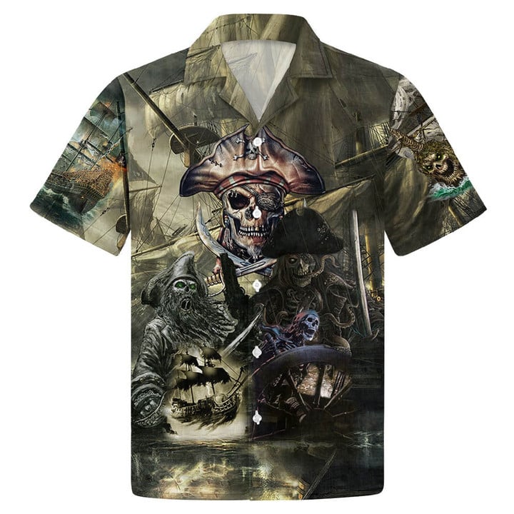 Caribbean Skull Pirate Ghost Ship Hawaiian Shirt, Summer Gift HO3543