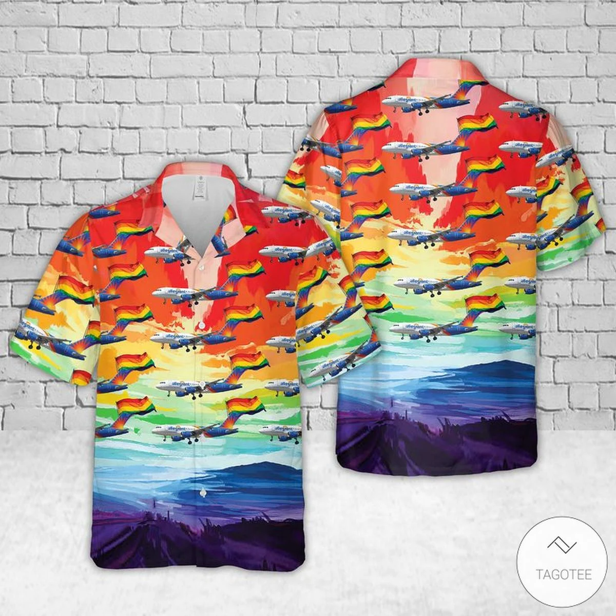 Allegiant Airlines Fly With Lgbt Pride Hawaiian Shirt, Hawaiian Shirt HO3564