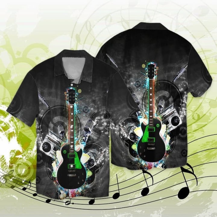 3d Full Printed Electric Guitar Hawaiian Shirt, Music Party Guitarist Hawaiian Shirts HO3558