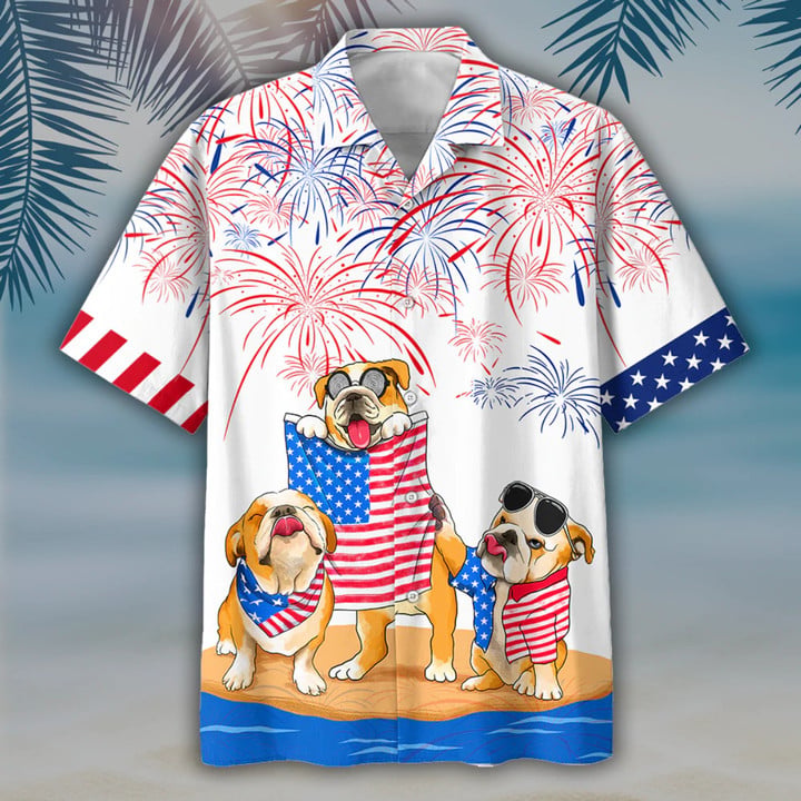Bulldog Hawaii Aloha Beach Shirts For Summer, Dog Hawaii Shirt For Independence Day Freedom Of Usa, Gift To Dog Lovers HO3571