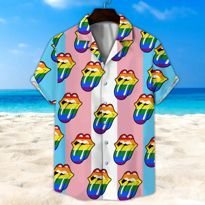 Lgbt Hawaii Shirt, Transgender Rainbow Lip Unisex Hawaii Shirt, Beach Short, Hawaiian Shirt Short Sleeves HO3606