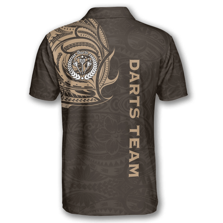 Lasfour Brown Polynesian Tribal Darts Personalized Name And Team Name 3D Shirt DMA0295