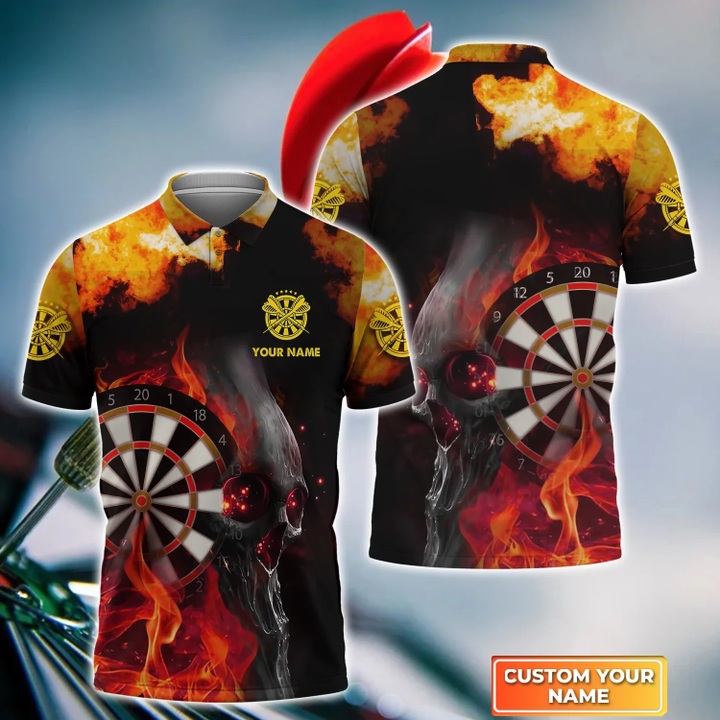 Lasfour Darts Fire Skull Personalized Name I Play Darts Because I Like It 3D Shirt DMA0255