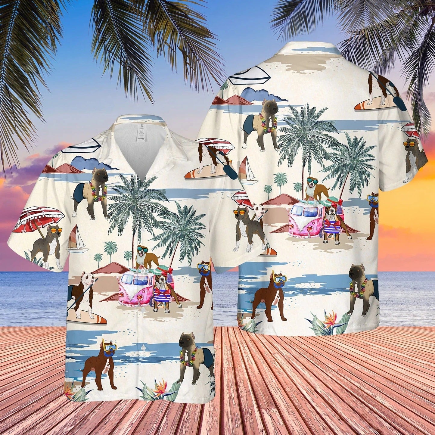 American Pit Bull Terrier Summer Beach Hawaiian Shirt, Cool Aloha Hawaiian Shirt HO0365