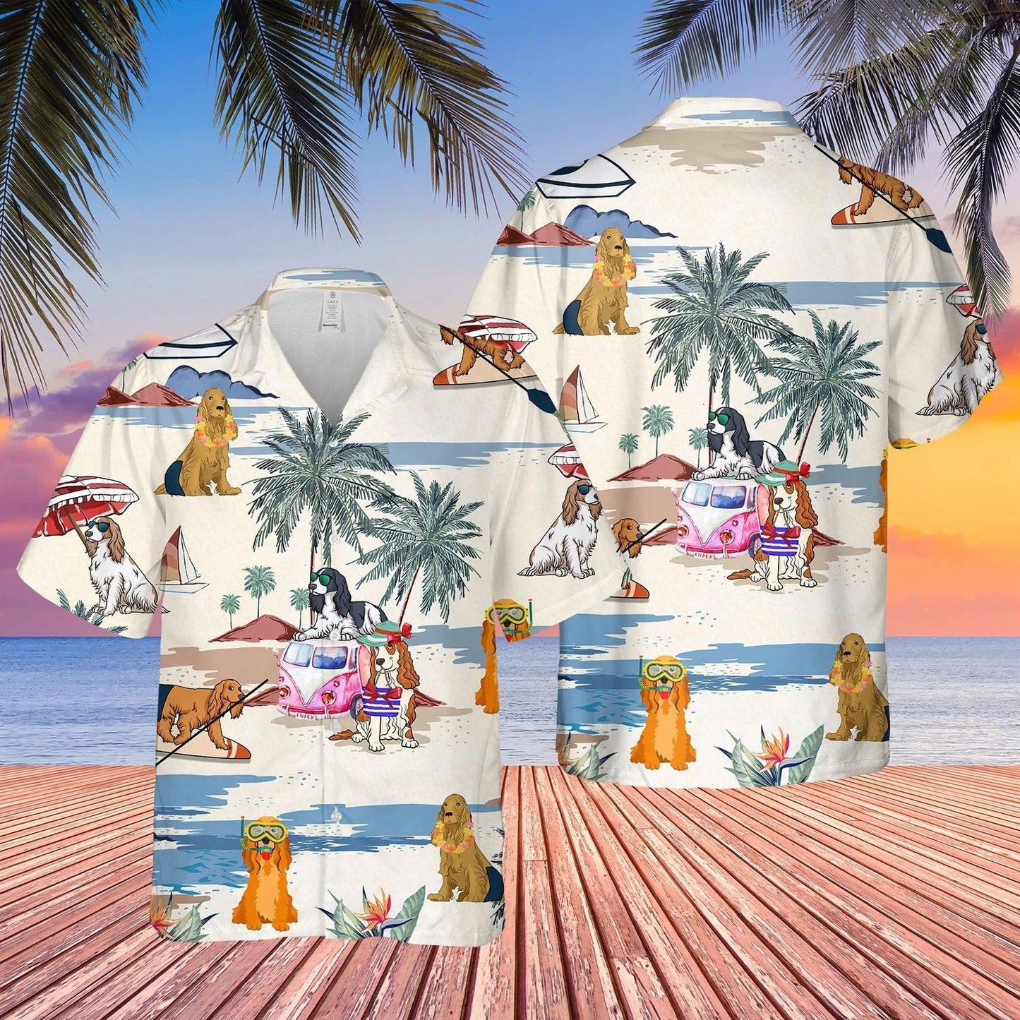 Cocker Spaniel Summer Beach Hawaiian Shirt, Short Sleeve Dog Aloha Beach Shirt For Men And Woman HO4909