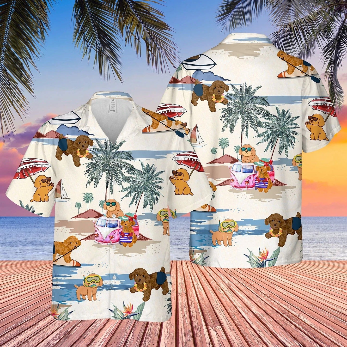 Poodle Toy Summer Beach Hawaiian Shirt, Short Sleeve Dog Full Print Aloha Beach Shirt For Dog Lovers HO4915