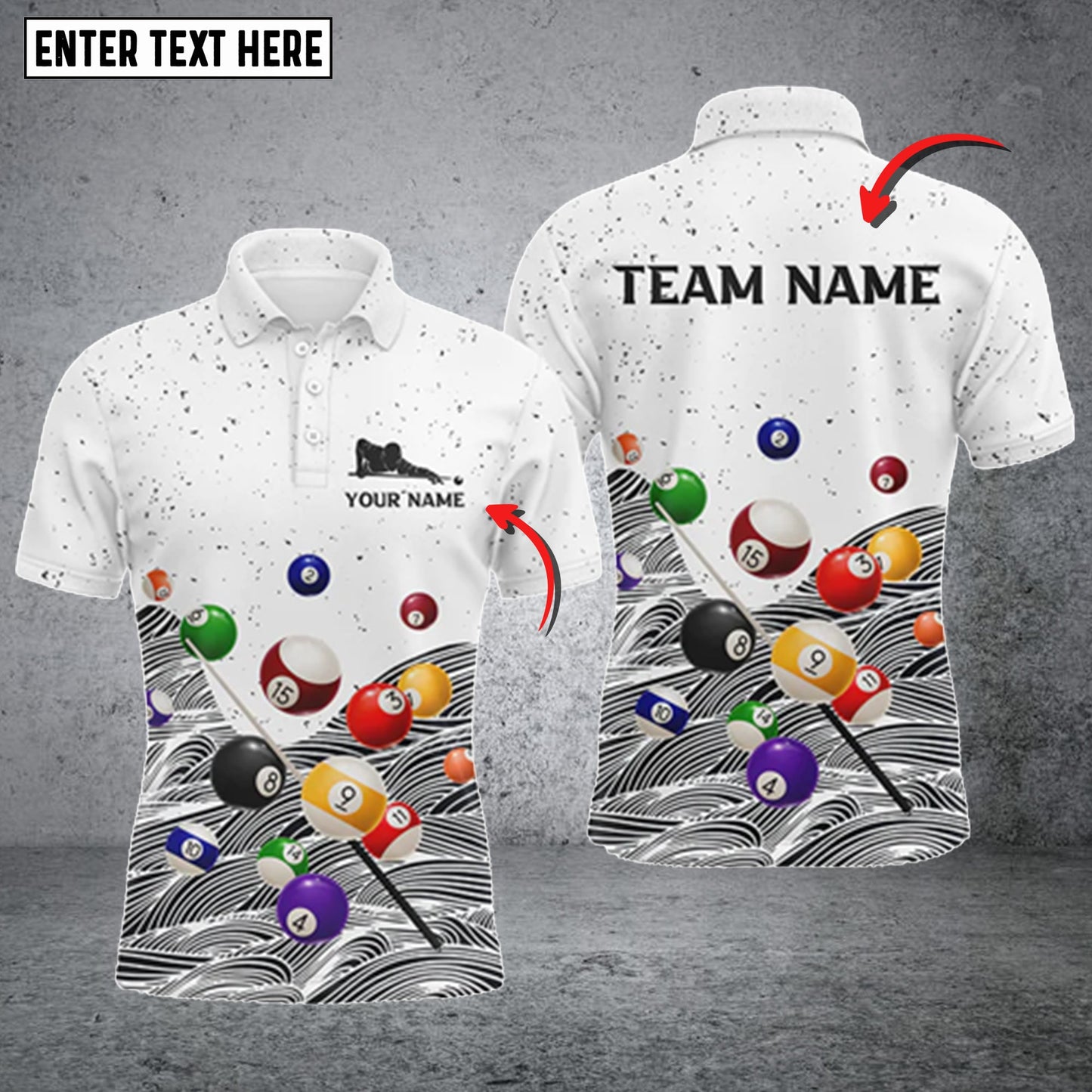 Lasfour Billiard Balls White Grunge Personalized Name 3D Shirt BIA0583