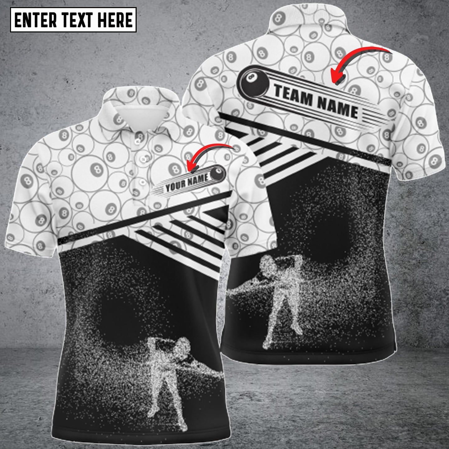 Lasfour Funny Billiards 8 Ball Pattern Personalized Name 3D Shirt BIA0578