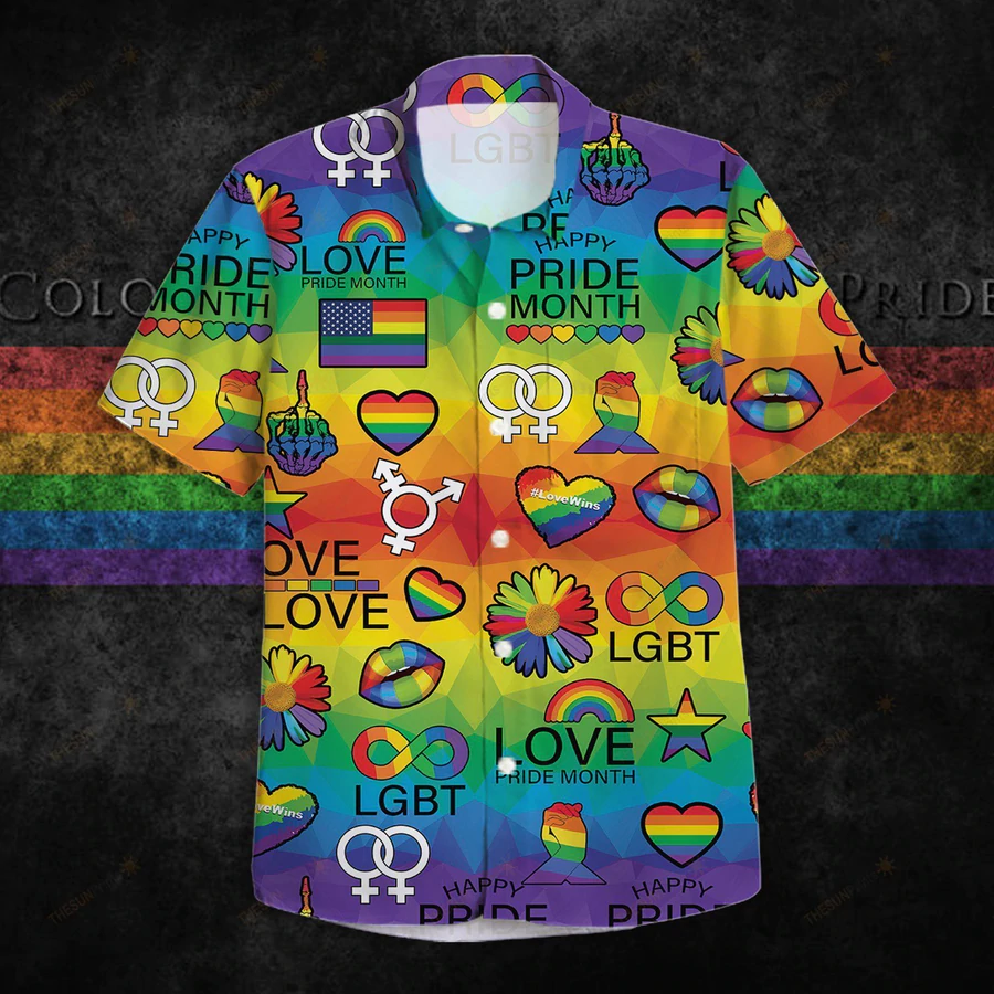 LGBT Pride Hawaiian Shirt Love Pride Month Rainbow Pattern Hawaii Aloha Shirt HO5503