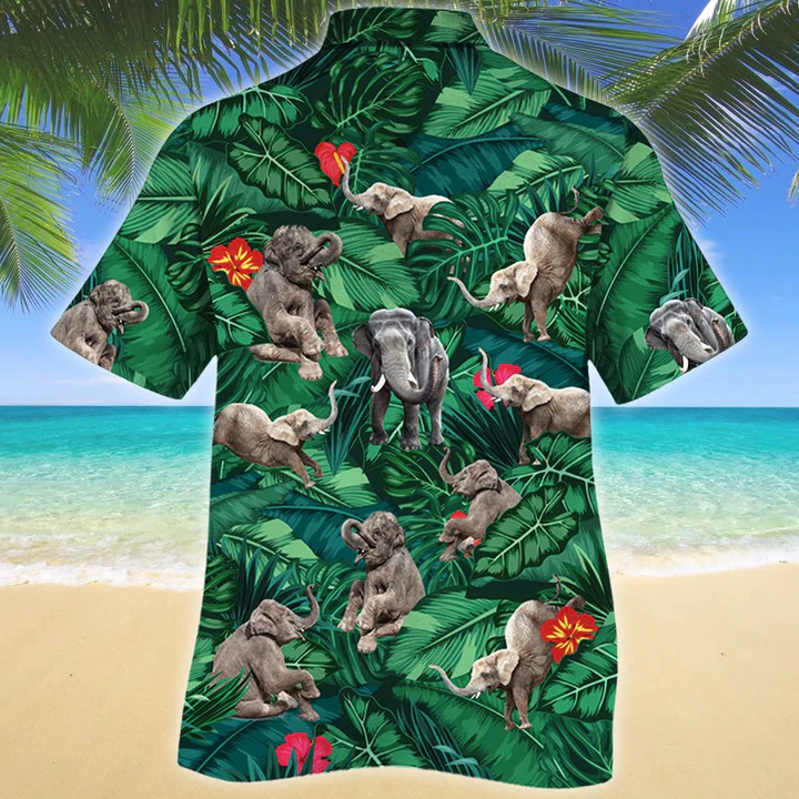 Elephant Lovers Gift Hawaiian Shirt, Animal Elephant Hawaiian Shirt Men, Short Sleeve Hawaiian Aloha Shirt HO2589