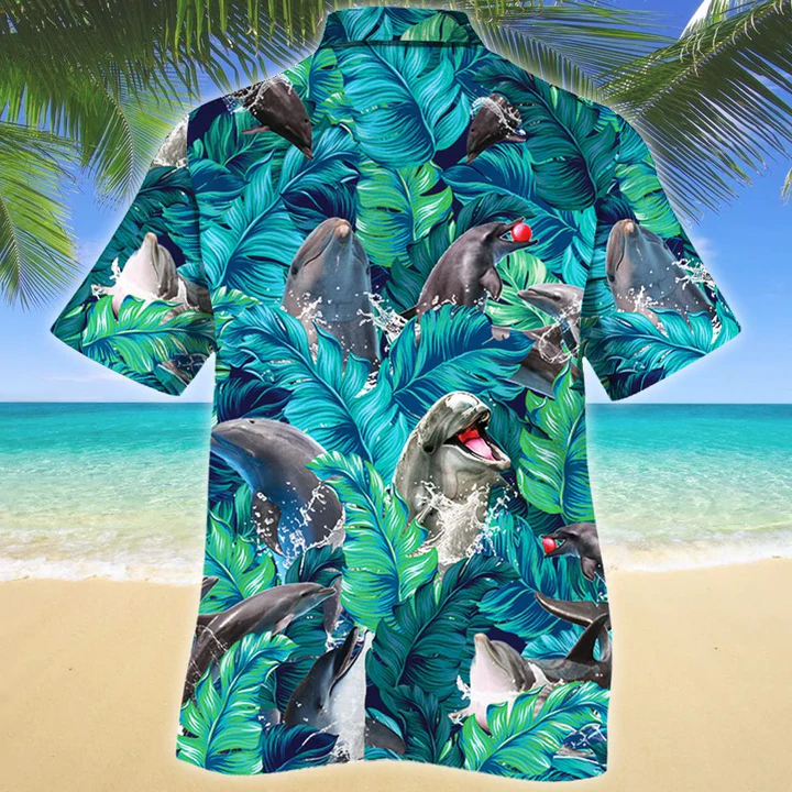 Dolphin Hawaiian Shirt, Animal Hawaiian Shirt Men, women, Gift for Dolphin lovers HO0217