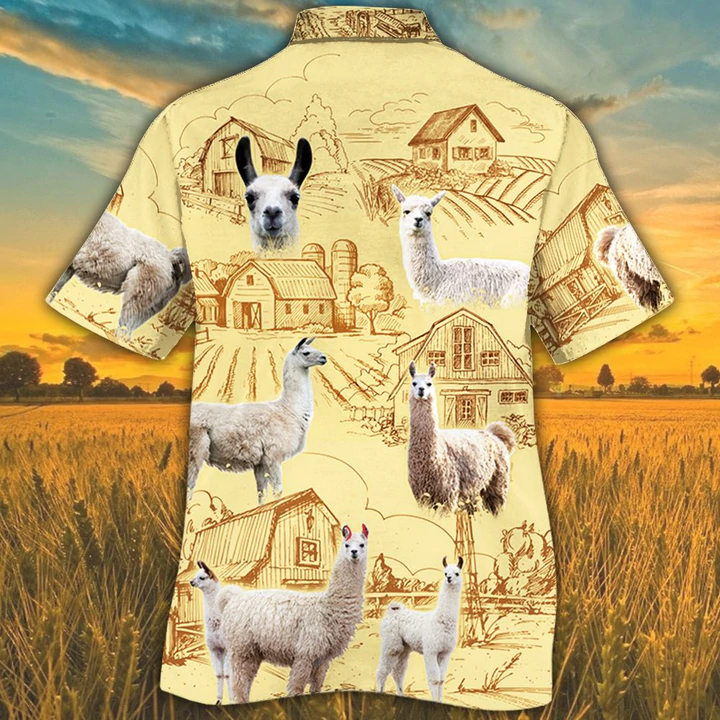 Llama Lovers Farm Hawaiian Shirt, Animal Llama Short Sleeve Hawaiian Aloha Shirt for Men, Women HO2509