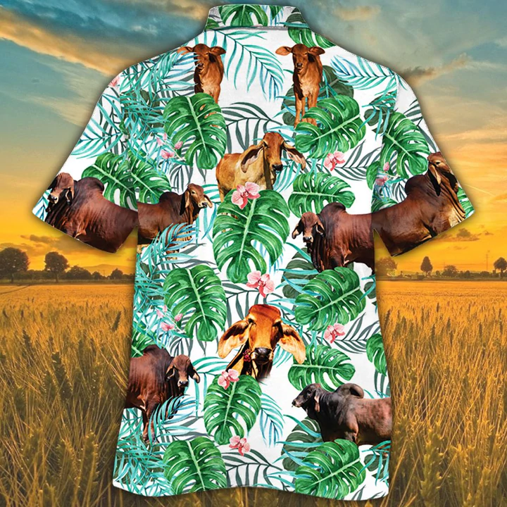 Red Brahman Tropical Plant Hawaiian Shirt, Alpaca Hawaiian shirt, Hawaiian shirts for men, women HO2564