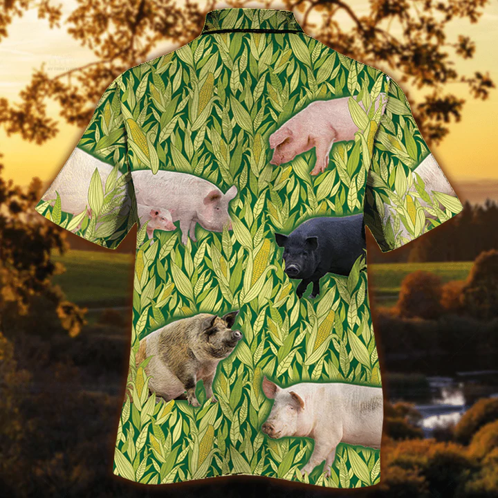 Pig Lovers Hawaiian Shirt, Vintage Farm Hawaiian Shirts for Men - Animals Button Down Mens Hawaiian Shirts HO0212