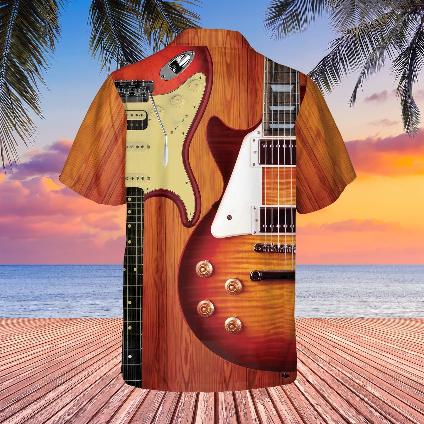 Love Electric Bass Guitar Hawaiian Shirt Short Sleeve Button Down for Men Tee Gift for Guitarist Musician HO2942