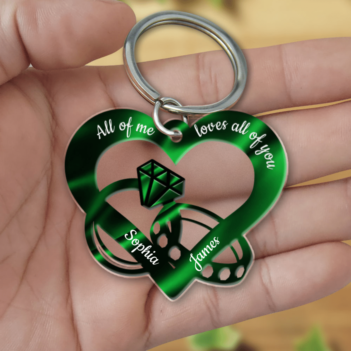 Personalized Couple Rings Acrylic Keychain, All of me loves all of you Keychain KO0148