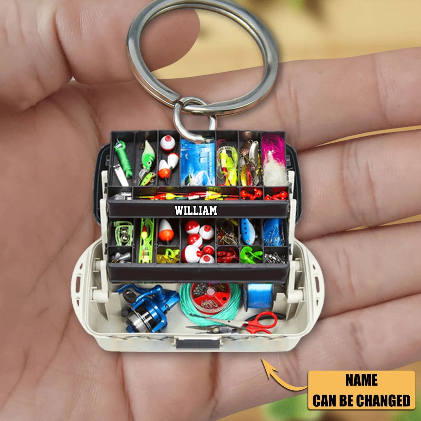 Fishing Tackle Box Personalized Flat Acrylic Keychain for Fishing Men, Fishing Keychain for Him KO0357