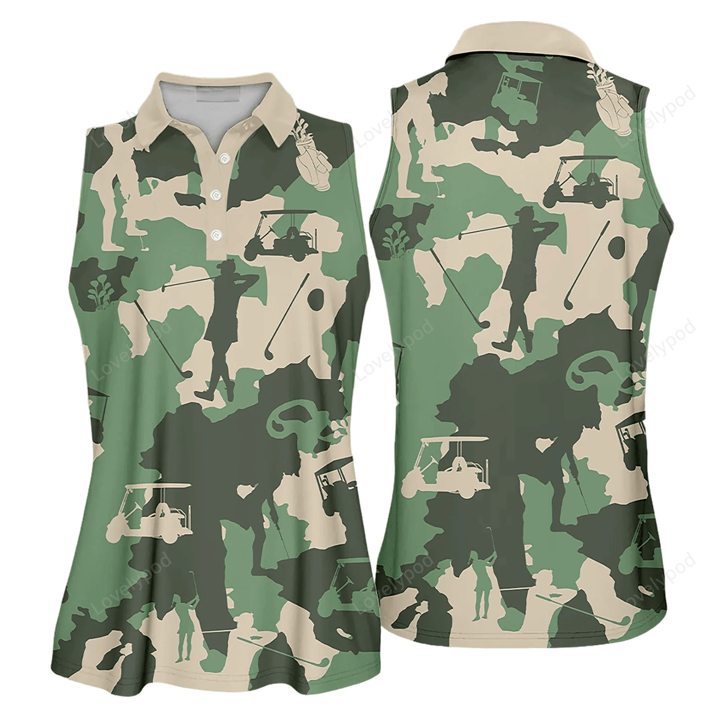 Camouflage texture golf set for woman golfer gift color sleeveless polo shirt short sleeve polo shirt GY0231