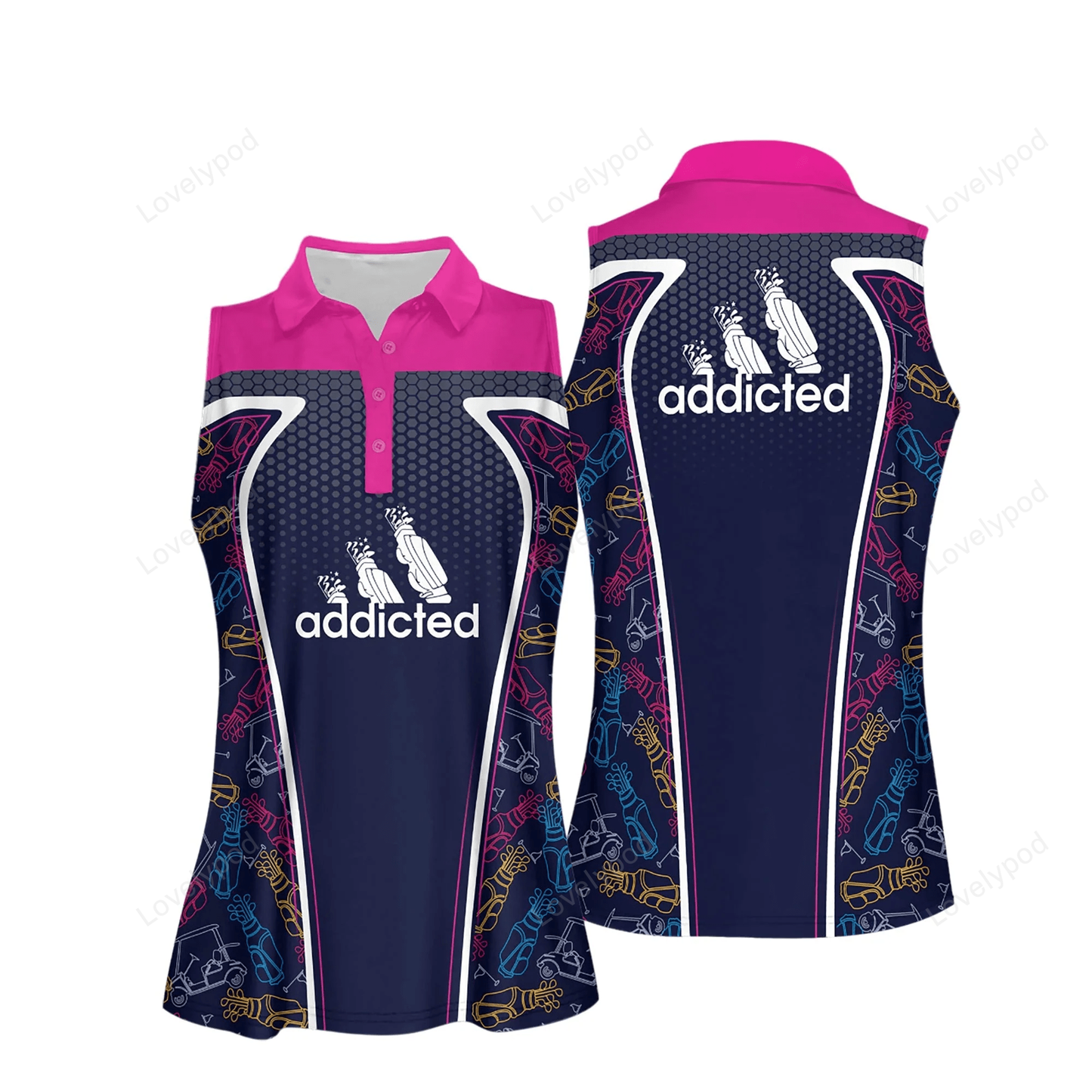 Addicted golf line pink women short sleeve polo shirt sleeveless polo shirt GY0359