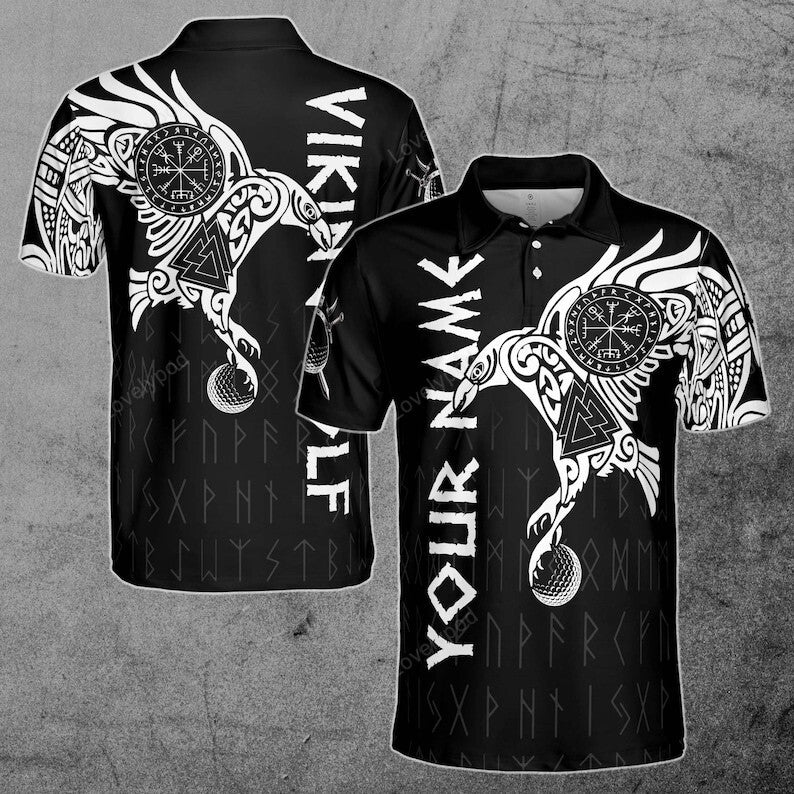 The raven tattoo art viking golf custom men's polo shirt s-5xl GY0142