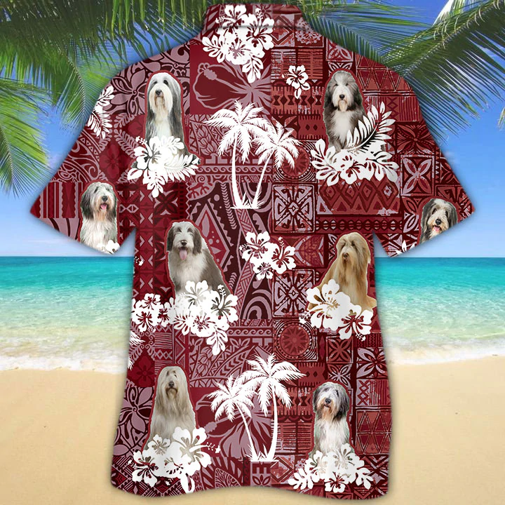 Bearded collie Red Hawaiian Shirt, Animal Summer Shirts, Dog Lover Shirts, Hawaiian Shirt Men HO1294