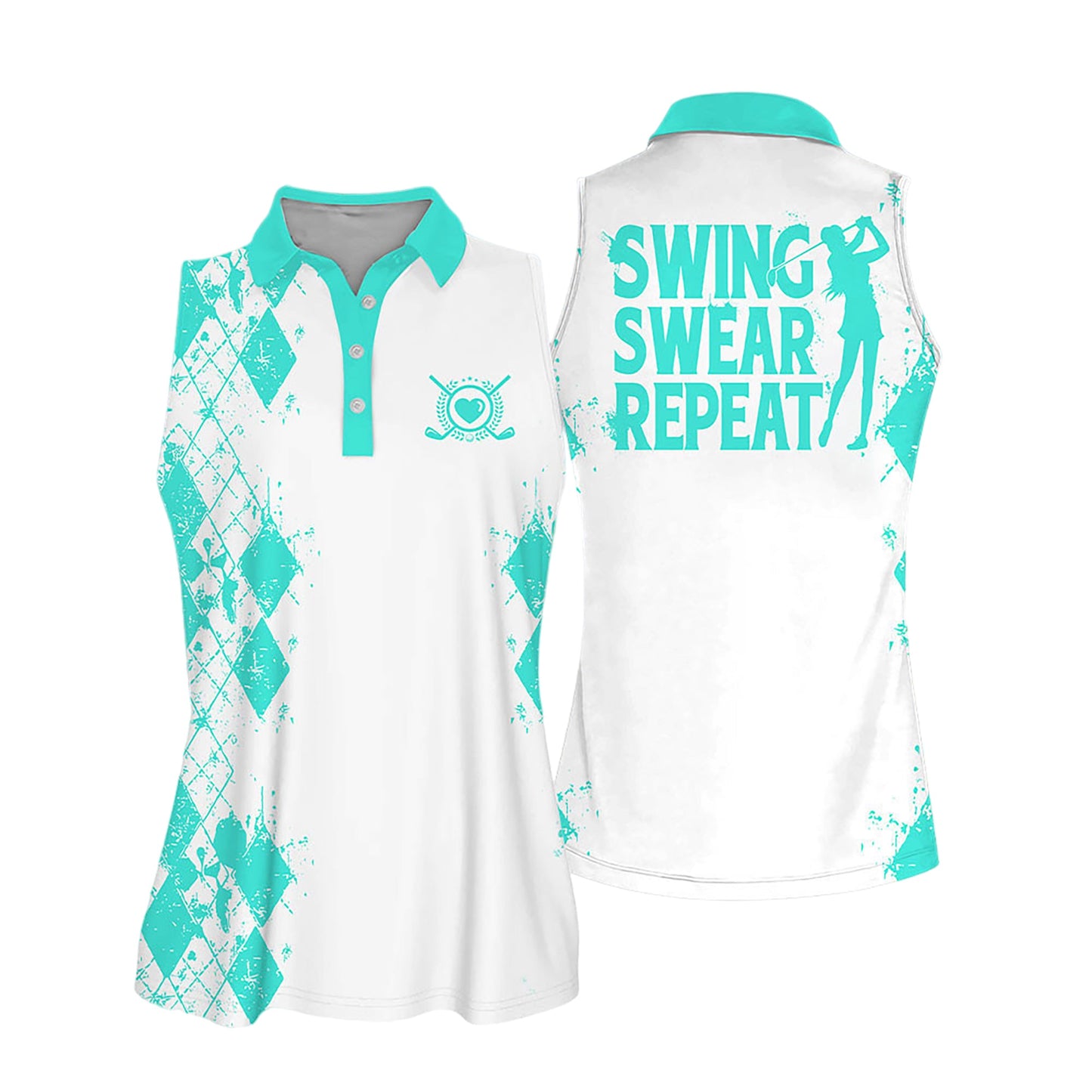 Sleeveless Women Polo Shirt For Ladies Swing Swear Drink Repeat Shirt Love Golf Shirt I0229