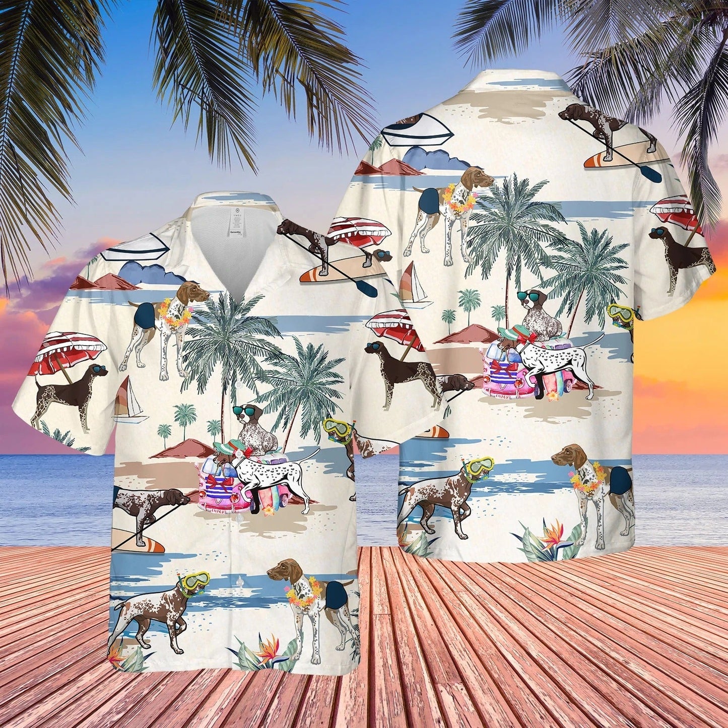 German Shorthaired Pointer Summer Beach Hawaiian Shirt HO0021