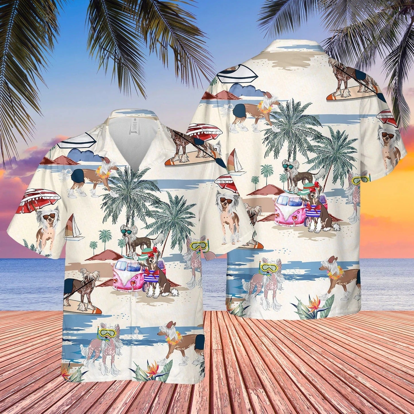 Chinese Crested Dog Summer Beach Hawaiian Shirt, Short Sleeve Dog Aloha Beach Shirt For Men And Woman HO4906